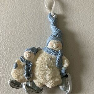 Snowmen Iceskating Christmas Tree Ornament About 4” Tall No Maker is Listed